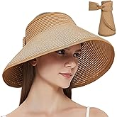 MAYLISACC Foldable Straw Sun Visors for Women, Sun Protecetion Wide Brim Sun Hats Adjustable Topless Beach Hat