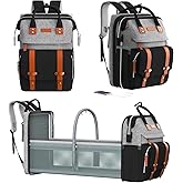 RECALLA Diaper Bag Backpack with Changing Station,Large Baby Backpack for Travel Multifunctional Baby Bag for Mom & Dad, GrayBlack