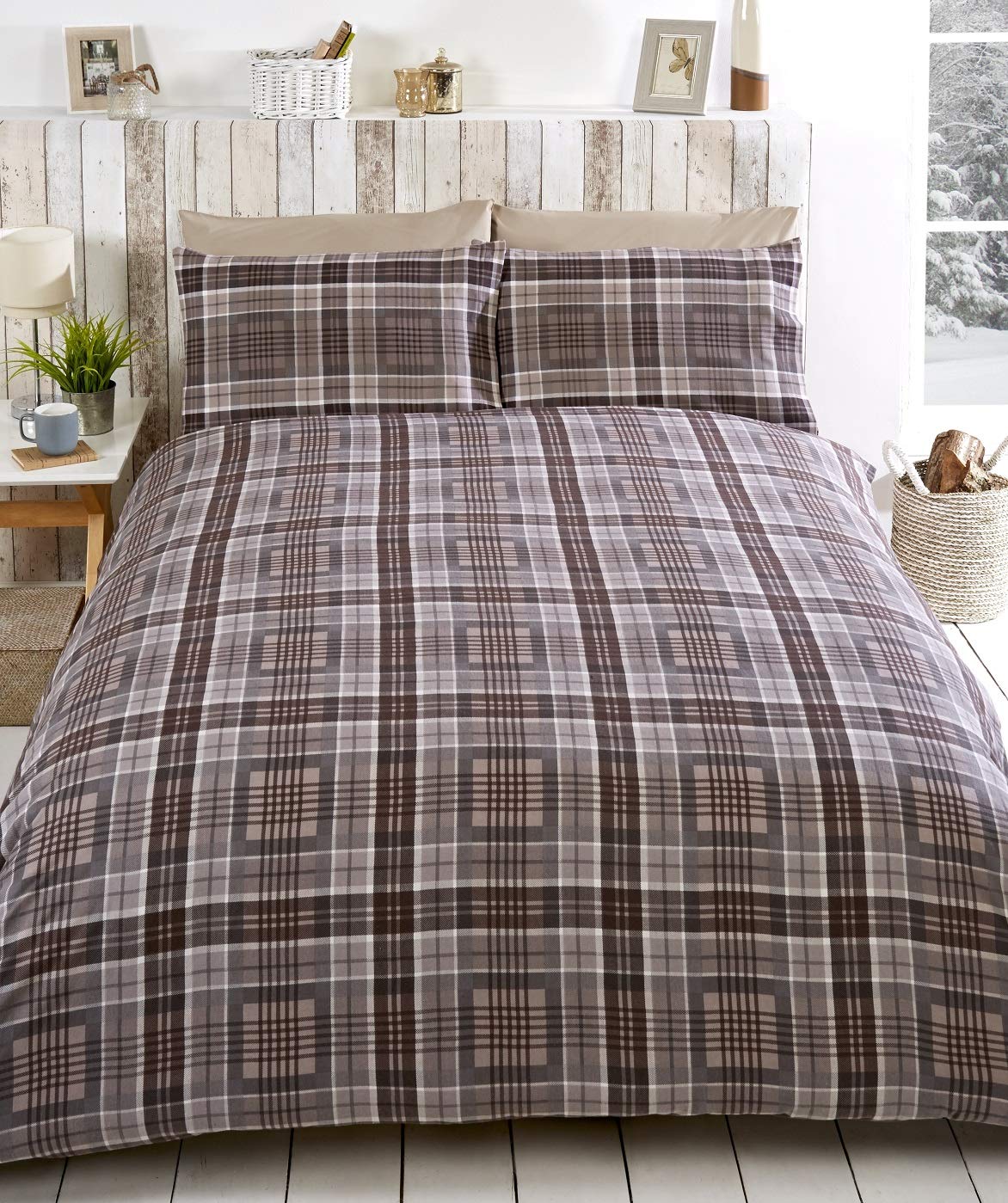 Rapport Duvet Cover, 100% brushed cotton, Natural, Double