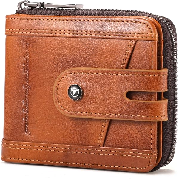 Men's RFID Blocking Genuine Leather Wallet With Zipper Coin Pocket & ID Window | Large Capacity Bifold (Black) - View #2