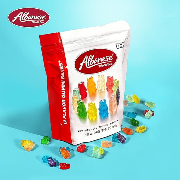 ALBANESE WORLD’S BEST 12 FLAVOR GUMMI BEARS, 36OZ BAG OF CANDY, SOFT & CHEWY CANDY SNACKS, FRUITY FLAVOR ASSORTMENT