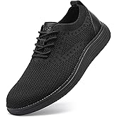 VILOCY Men's Casual Dress Sneakers Tennis Walking Shoes | Lace-Up Breathable Lightweight Comfortable Office Knit Mesh Oxfords Work&amp;Weekend Shoes