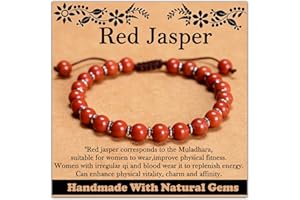 CHCCOYE 468Handmade Adjustable Natural Gemstone Crystal Bracelet Healing Power Energy Inspirational Gifts with Card for Unisex