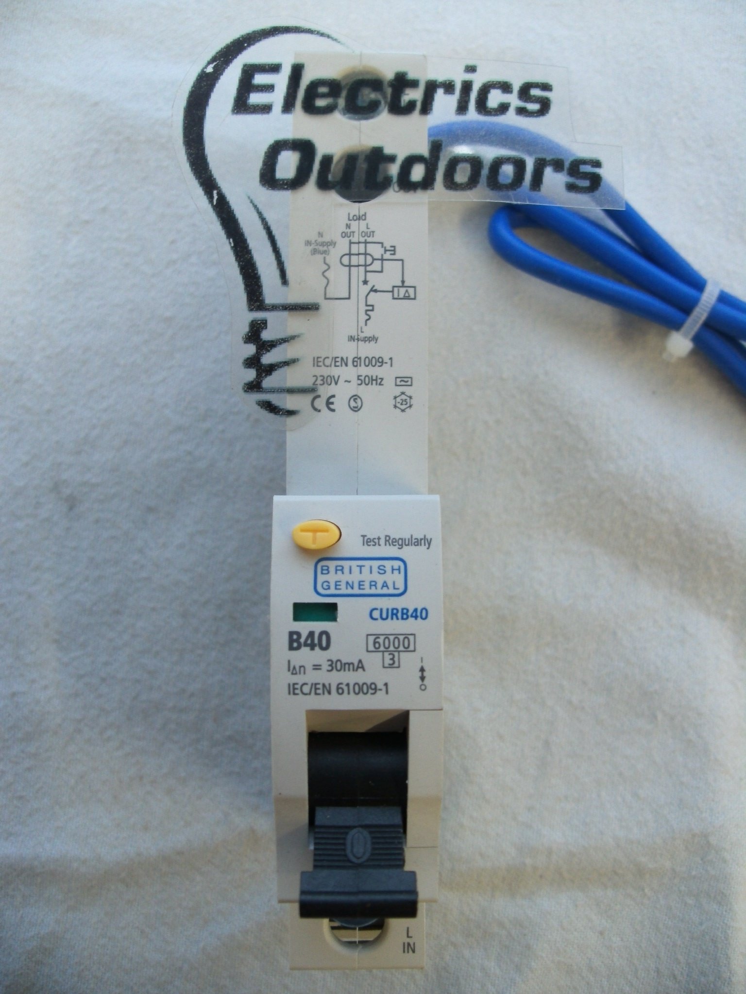 British General 40 AMP TYPE B 6 kA 30 mA RCBO RCD MCB 230V CURB40 BS EN 61009