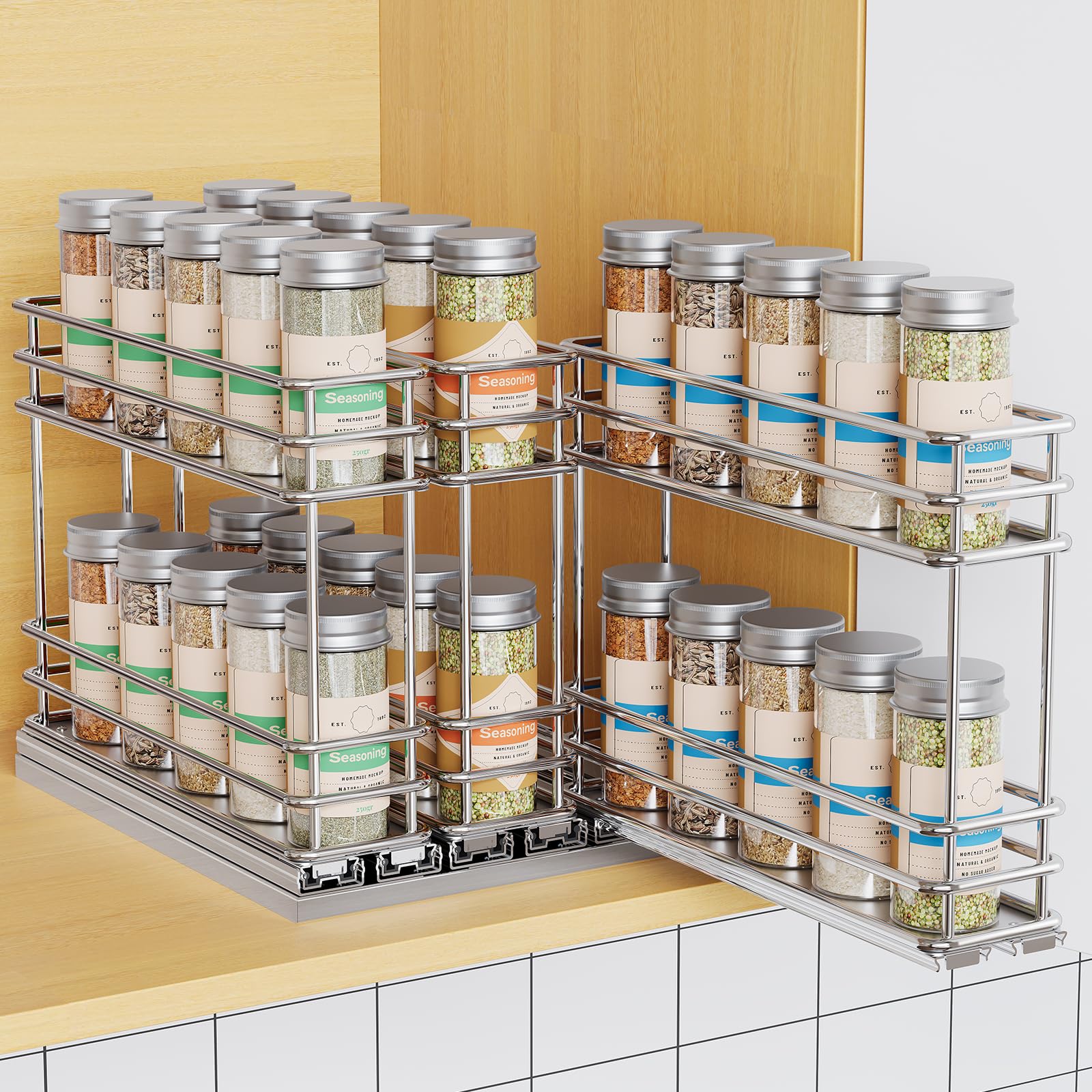 Installed Spice Rack Mystozer Pull Out Spice Rack Organizer for Cabinet, Slide Out Spice ...