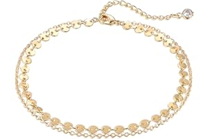 LOYATA Dainty Ankle Bracelet,14K Gold Plated Tiny Bead Anklet Dainty White Cubic Zirconia Cross Tassel Foot Chain Cute Lucky Moon Evil Eye Foot Jewelry Boho Anklets for Women