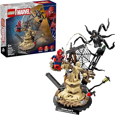 | Marvel Legendary Battle: Spider-Man vs. Sandman - Brinquedos e Super-Heróis - 3 Minifigures Inc. Venom - Presente para Crianças de 9+ Anos e Fãs de Cinema - 76334