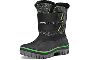 K KomForme Boys Girls Snow Boots Water-resistant Warm Faux Fur Lining Slip Resistant Winter Shoes (Toddler/Little Kid/Big Kid)