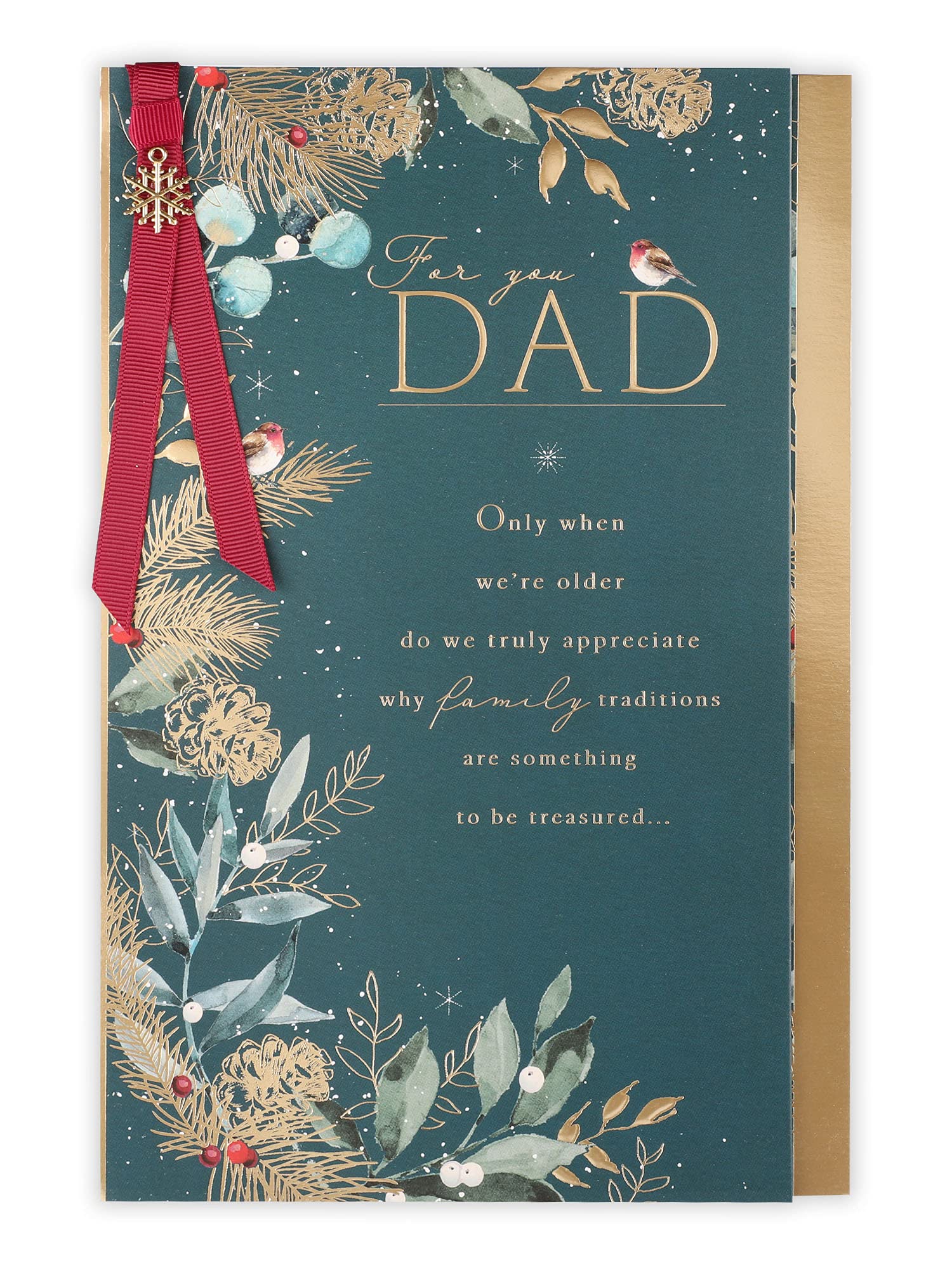Clintons: Dad Robin And Foliage Christmas Card, Multi-Colour, 171 x 260, 1181363