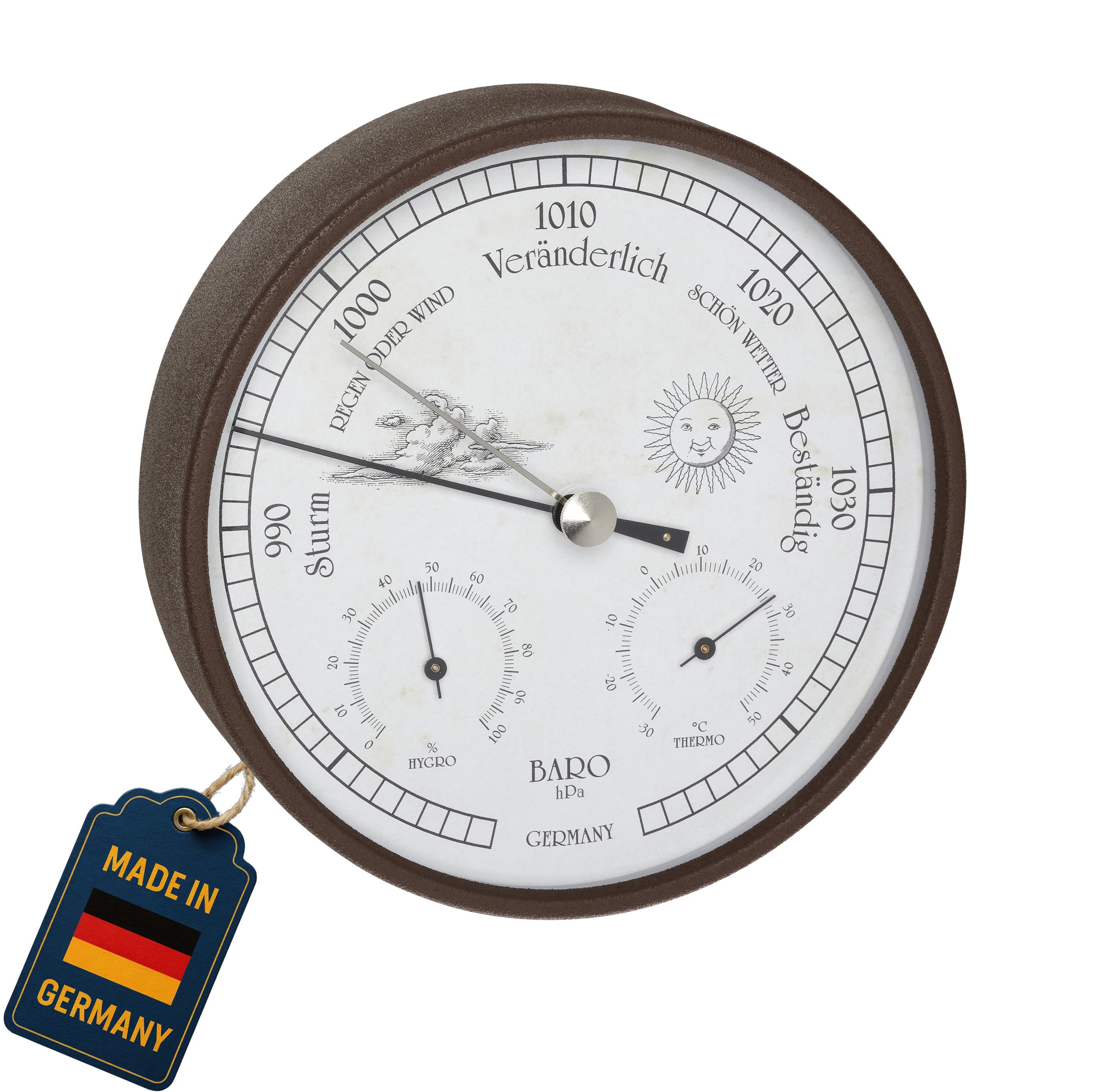 TFA Dostmann 20.2027.08 Analogue Weather Station for Indoor and Outdoor Use, Rust Look, Barometer, Hygrometer, Thermometer, Weatherproof