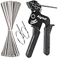 200PCS Metal tie wrap gun Kit, Aigreat Stainless Steel Cable Tie Gun Adjustable Tensioning and Cutting Tool with 200pcs 304 S