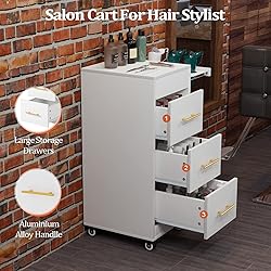 Salon Trolley Cart with Wheels, 3-Drawer Rolling