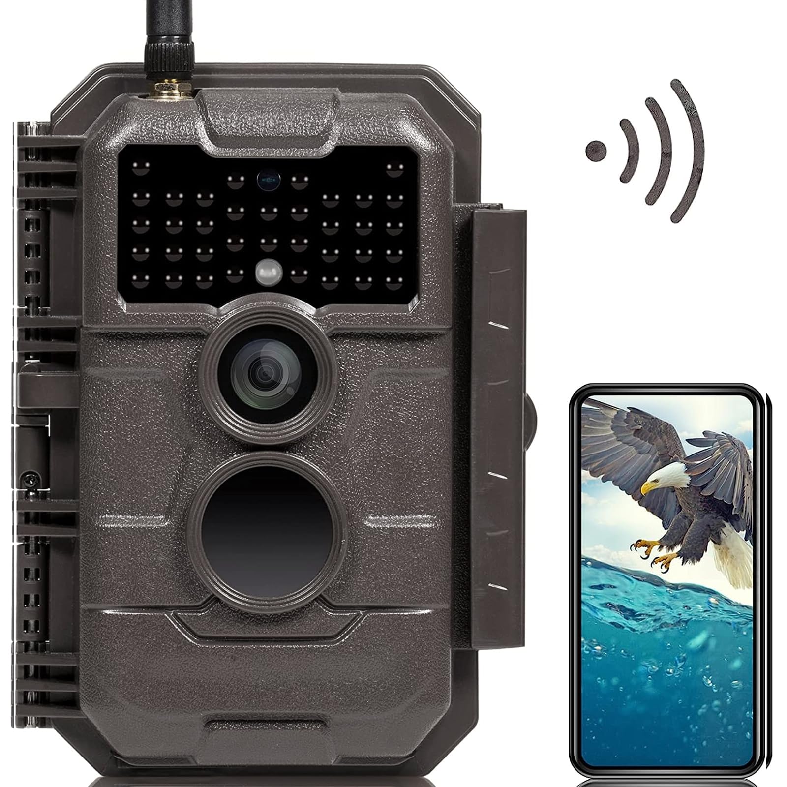 GardePro E6 Wildlife Trail Camera, WiFi, 24MP 1296P H.264 Video, Night Vision Motion Activated, Garden Camera Traps, Brown