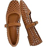CUSHIONAIRE Weston Hand Woven Mary Jane Flats for Women, Comfortable Dressy Ballet Flats with Braided Adjustable Buckle and Memory Foam Cushioning