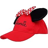 Disney Minnie Mouse Baseball Cap Hat, 3D Ears and Polka Dot Bow with Embroidered Script, Red