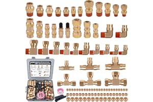 Ailbiuko 101Pcs Brass DOT Air Brake Line Fittings 1/4" 3/8" 1/2" Push to Connect Fittings Quick Connect & Compression Air Nylon Tubing Fitting Assortment Repair Kits for Truck or Industrial Air System