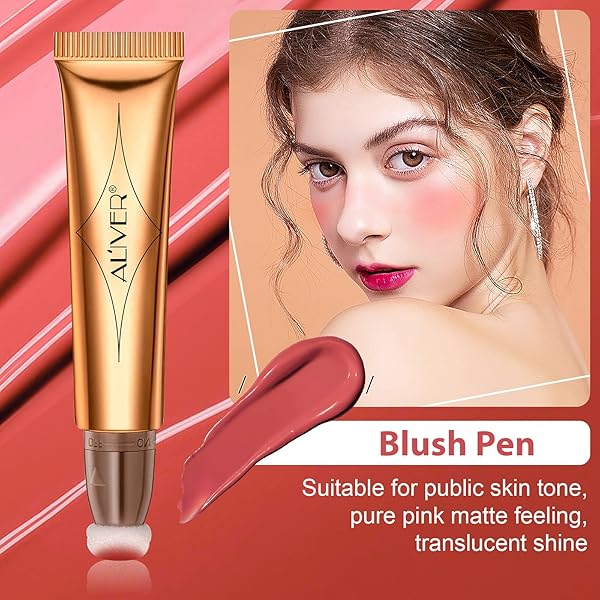 CONTOUR BEAUTY WAND, LIQUID FACE CONCEALER CONTOURING WITH CUSHION APPLICATOR, GEL CREAM CONTOUR BRONZER STICK WITH A SPONGE TIP, LONG LASTING MOISTURIZE GLIDING FACE MAKEUP (#03 BLUSH PEN-CHERRY RED)