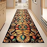 Washable Corridor Runner Rug for Bedroom Kitchen Laundry Corridor Balcony, Non-Slip Vintage Hallway Rug Runner with Upgrade Rubber Backing, Stain Resistant Faux Wool Distressed Carpet (94.5" x 23.6")