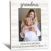 Beliran Grandma Gifts Picture Frame 5x7, Grandma Photo Frame, Christmas Mothers Day Birthday Gifts for Grandmas from Grandkids, Connected by Our Hearts Wooden Picture Photo Frames for Desk Room Decor