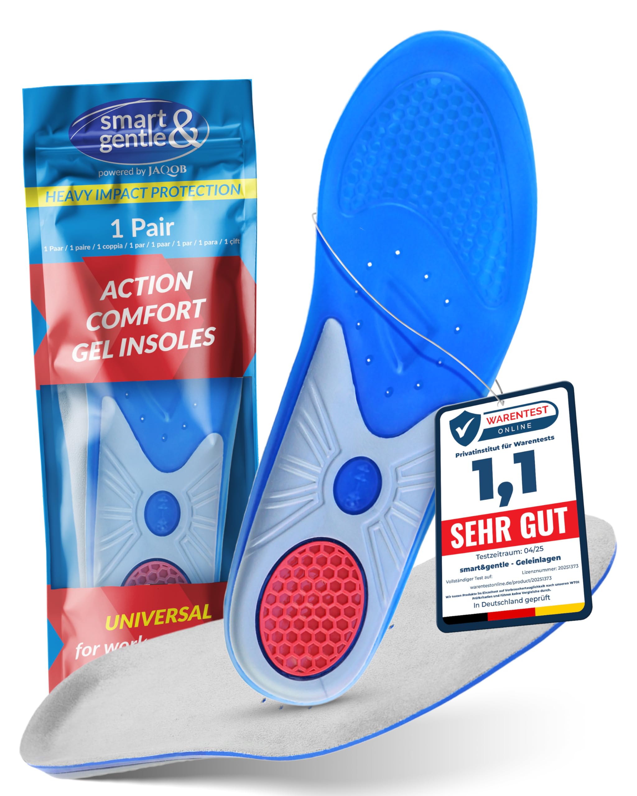 Premium Gel Insoles for Highest Standards, Maximum Cushioning Effect and Reduction of Excessive Strain - Shoe Inserts for Sports and Work
