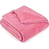 PAVILIA Soft Fleece Hot Pink Throw Blanket for Couch, Lightweight Plush Warm Blankets for Bed, Fuzzy Cozy Flannel Blanket Throw for Sofa, Travel, Jacquard Pattern, Hot Pink, Twin, 60x80 inch