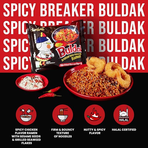 SAMYANG BULDAK KOREAN SPICY CHICKEN STIR FRIED RAMEN ORIGINAL FLAVOR SPICY NOODLES AUTHENTIC KOREAN RAMYUN 4.94 OZ (PACK OF 5)