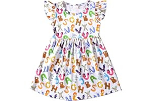 DACSOIT Toddler Girl Dress Back to School Pencil School Bus Print Dress Summer Outfits 3-8T