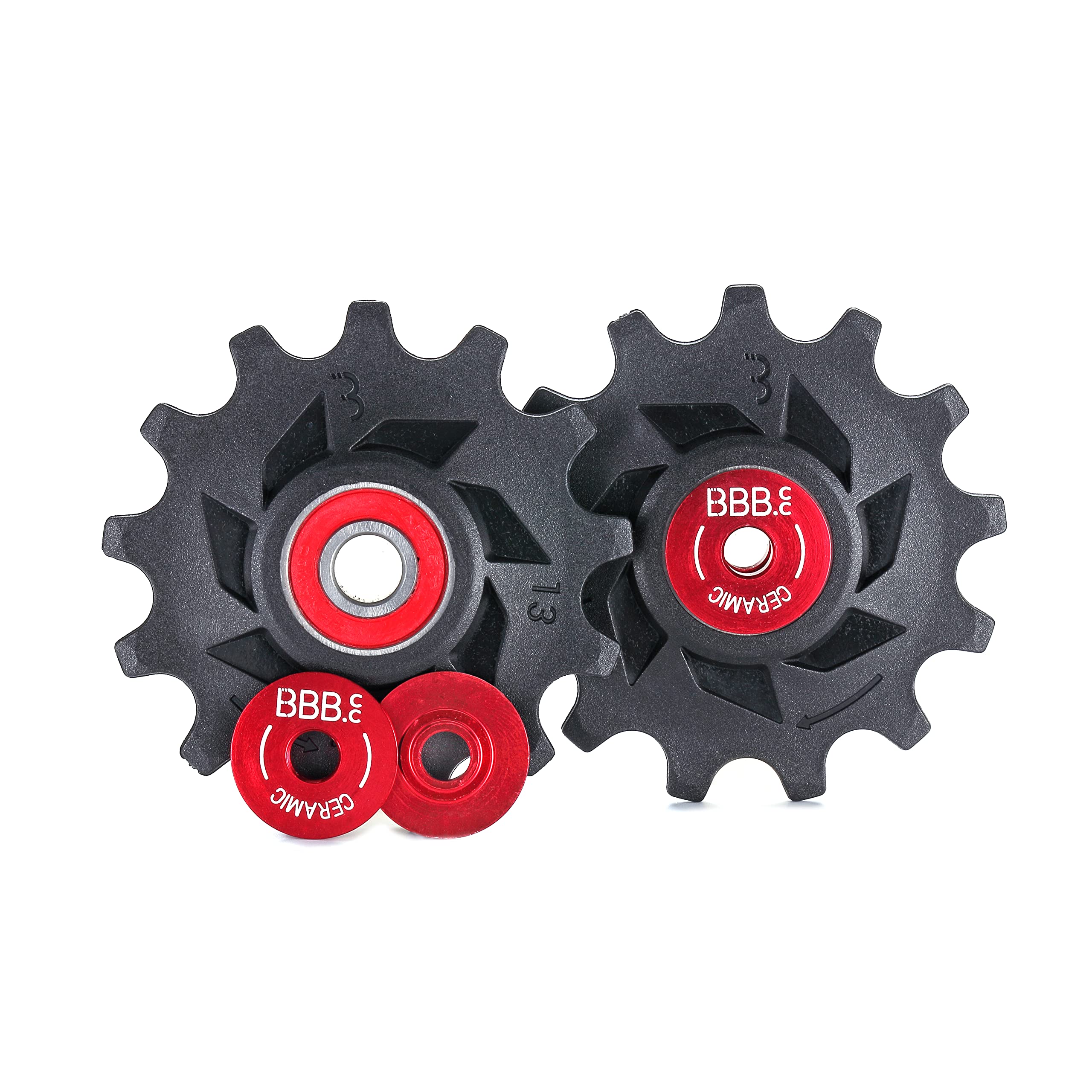 BBB Cycling Derailleur Pulley Ceramic 13-Teeth Rear Shimano 12-Speed Jockey Wheels Roller Urban Road Bike MTB Bicycle RollerBoys Ceramic BDP-19, Black