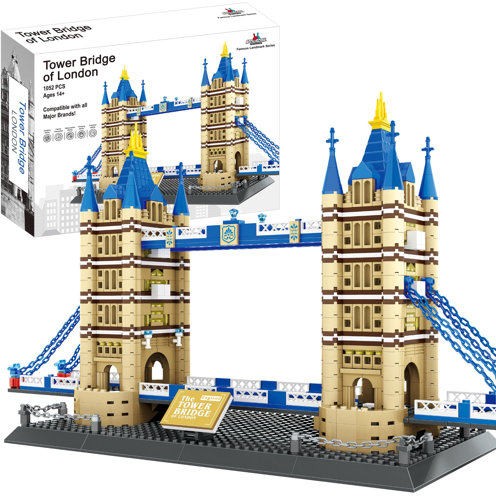 APOSTROPHE Games Tower Bridge Building Block Set (1,052 Pieces) London's Tower Bridge Famous Landmark Series Model for Kids and Adults โ image 1