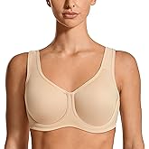 SYROKAN Women's Max Control Underwire Sports Bra High Impact Plus Size with Adjustable Straps Unlined Bra