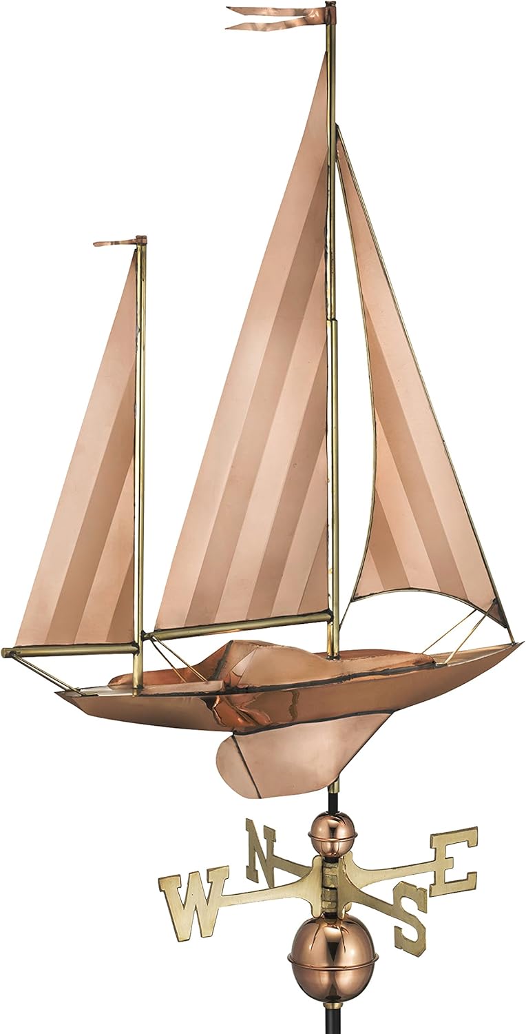 Weathervanes - Good Directions Large Sailboat Weathervane, Pure Copper