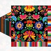 Pack of 50, Mexican Fiesta Napkins, Colorful Floral and Serape Stripe Design, Disposable Paper Napkins for Cinco de Mayo, Taco Night, Birthdays, Mexican-Themed Party Supplies, 13x13 Inches Unfolded