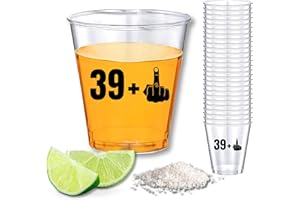 STUMBELINA 40th Birthday Party Shot Glass or Dessert Cups | Small Disposable Plastic for Jello Jelly Shots 40 Year Old | Fun Funny Gift Ideas for Him or Her + 1 Celebration Supplies