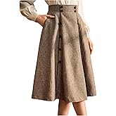 MakeMeChic Women's Vintage Fall Plus Size Skirt A Line High Waisted Knee Length Skirts
