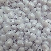 Generic Heart Beads Pearl White Large Pony Beads Pk/50 Made in USA, B07780