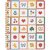 ban.do Rough Draft Mini Spiral Notebook with Pattern, 8.5" x 6.75" Journal with Pockets and 160 Lined Pages (Quilt)