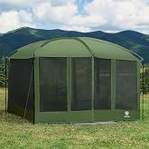 EVER ADVANCED Magnetic Screen House Room 11x9ft, Hands-Free Entry,Screenhouse with Sun Protection for Camping&amp;Picnic, 11x9ftCamping Tent Canopy Shelter with Mesh, Green