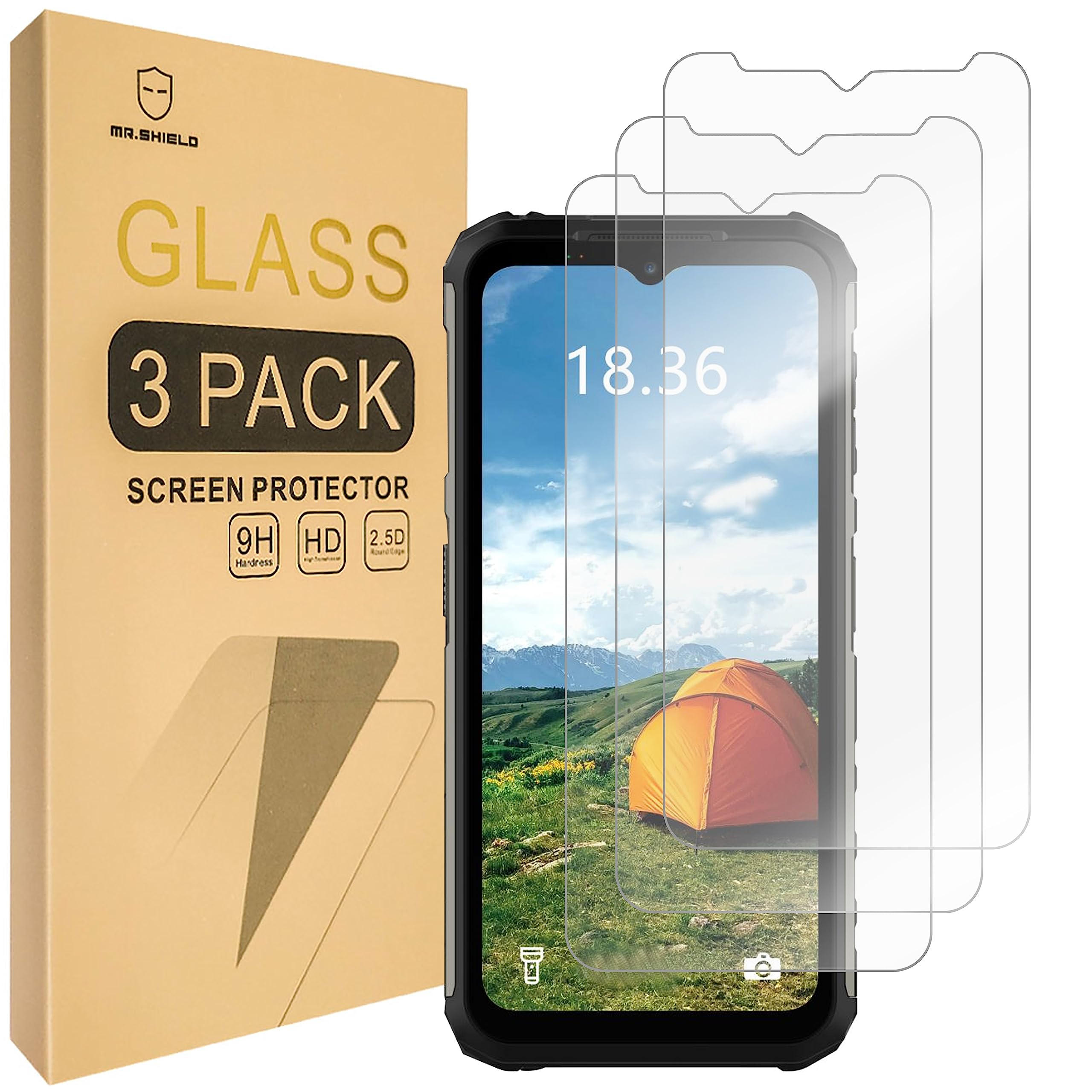 Mr.Shield [3-Pack] Screen Protector For Ulefone Armor 22 [Tempered Glass] [9H Hardness] Screen Protector