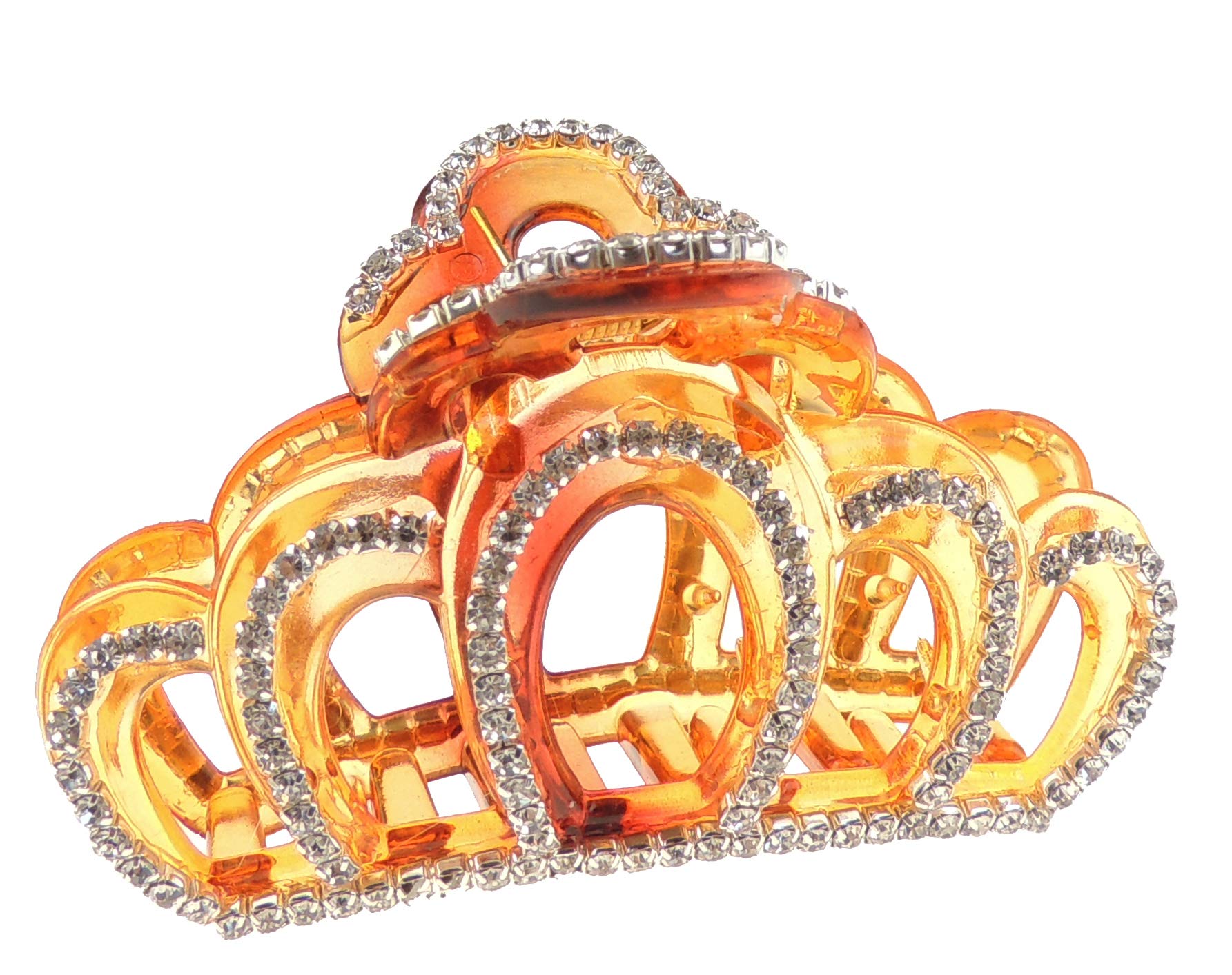 Extra Sparkly Women Girls Crystal Diamante Rhinestone Gems Bridal Wedding Evening Party Styling Fine Thin Hair Accessories Butterfly Claw Jaw Clip Octopus Clamp Grip Crown Tiara Single (Brown)