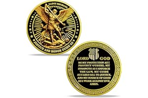 YGLLSSY St Michael Challenge Coin Police Coin Patron Saint of Law Enforcement Archangel Michael Coin Thank You for Your Service Appreciation Gifts for Police Officer Thin Blue Line