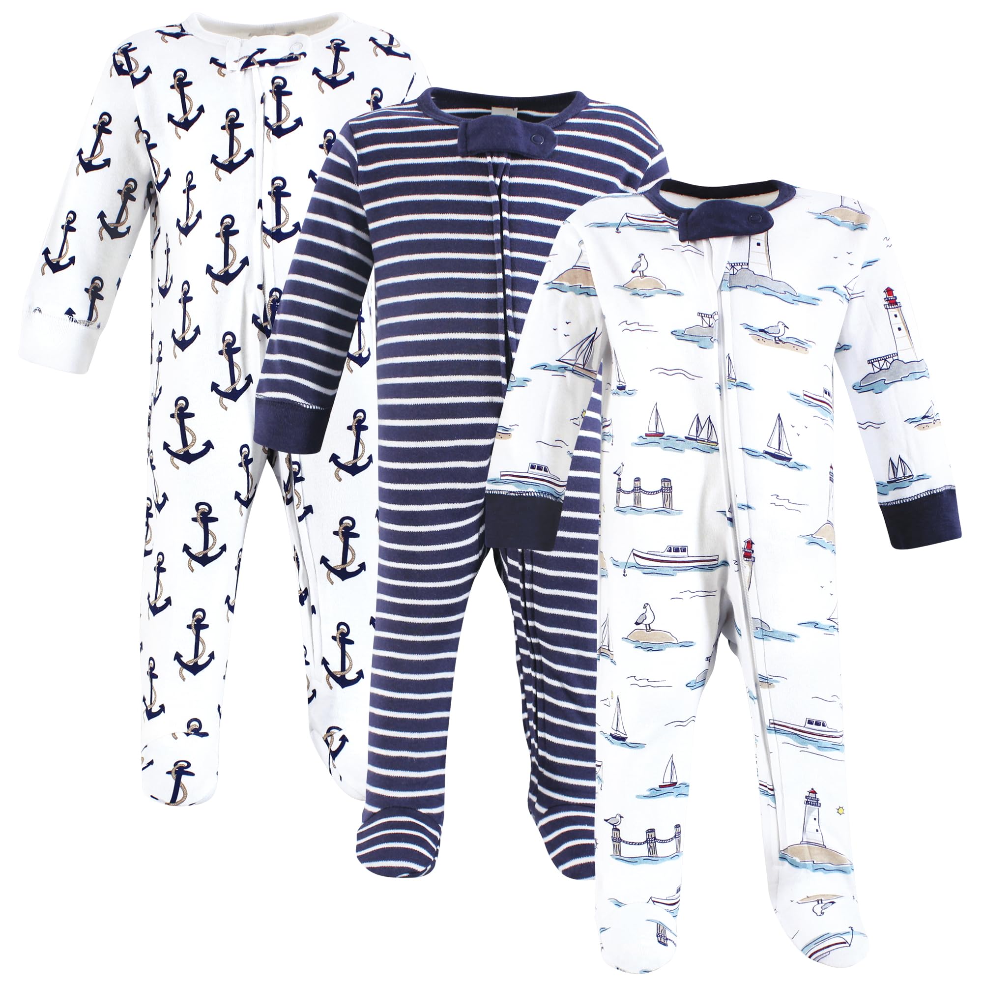 Touched by Nature Unisex Baby Organic Cotton Sleep and Play, Lighthouse Seagull, Preemie Image