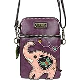 CHALA Wilderness Animal Collection Cell Phone Crossbody Purse-Women PU Leather/Canvas Multicolor Handbag w/Adjustable Strap