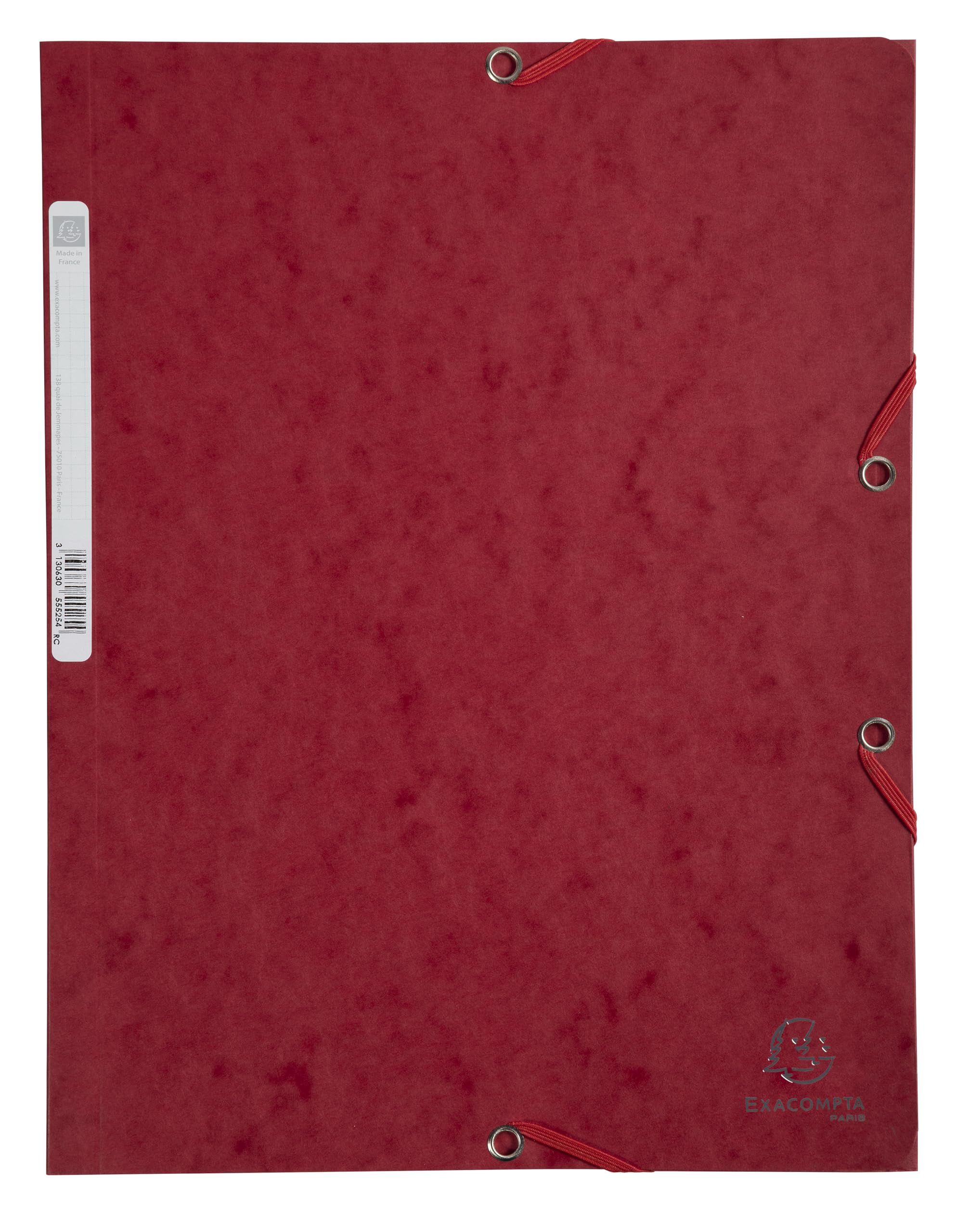 Exacompta - Ref 55525E - Europa Elasticated 3 Flap Folders (Pack of 25) - 24 x 32cm, Suitable for A4 Documents, 400gsm Genuine Premium Pressboard - Cherry Red