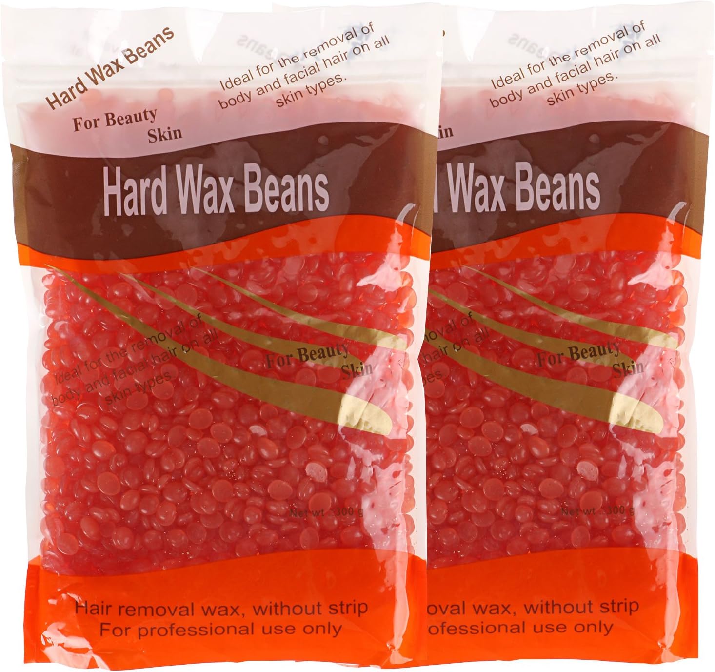 Depilatory Hard Wax Brazilian Beans Hot Film Waxing Bead For Hair Removal ,10 Ounce/300g (2 Bag(300g/Bag), Strawberry)