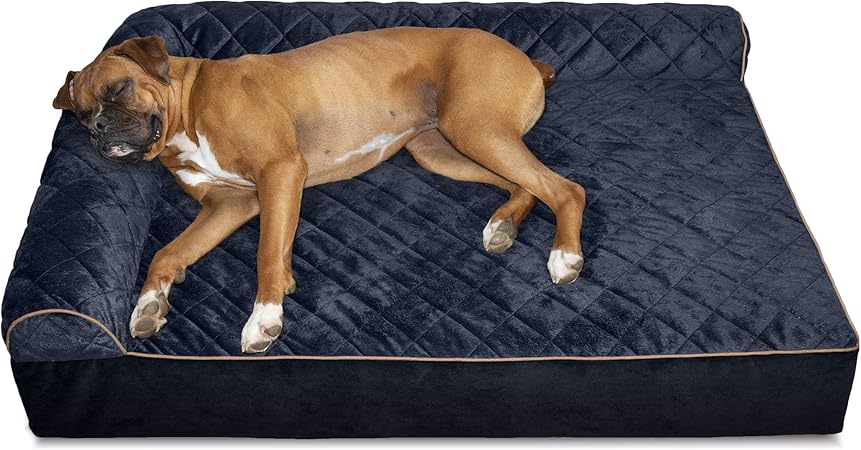 furhaven quilted faux fur & velvet goliath chaise dog bed