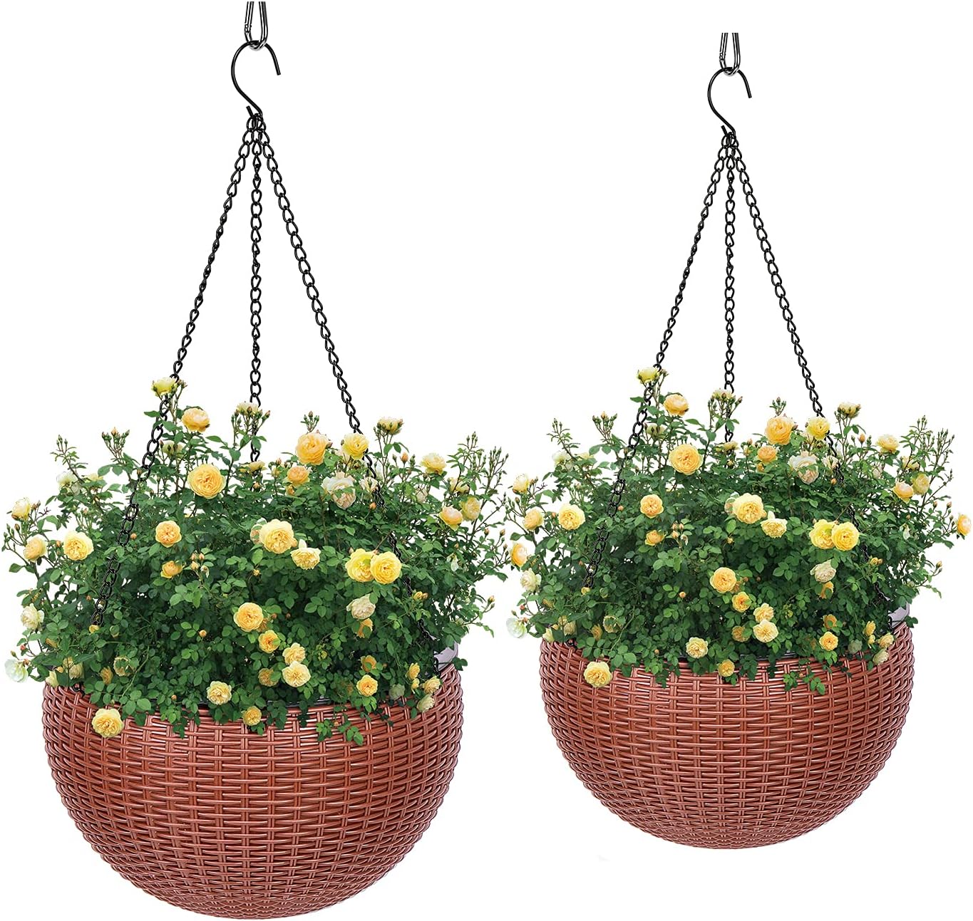 VIVOSUN 2 Pieces (8.3" & 10.2") Hanging Planter Self Watering Hanging Basket Flower Plant Pot Brown: Kitchen & Dining
