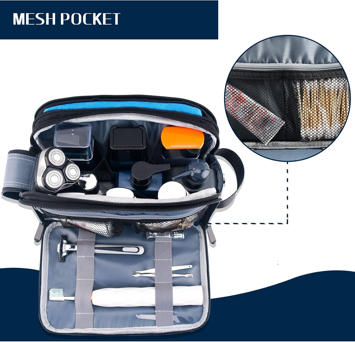 Toiletry Bag for Men, IKINHO Mens Toiletry Bag,Travel Toiletry Organizer Dopp Kit Water-Resistant Shaving Bag, Hanging Travel Bags for Toiletries, Perfect Travel Accessories Toiletry Bag (Black)
