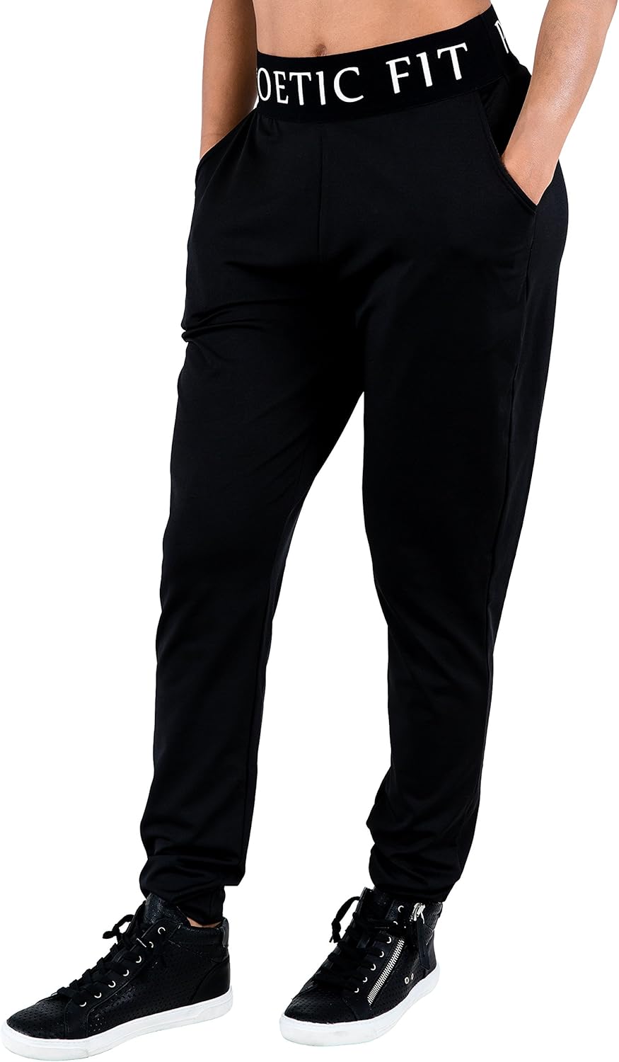 black jogger pants with pockets