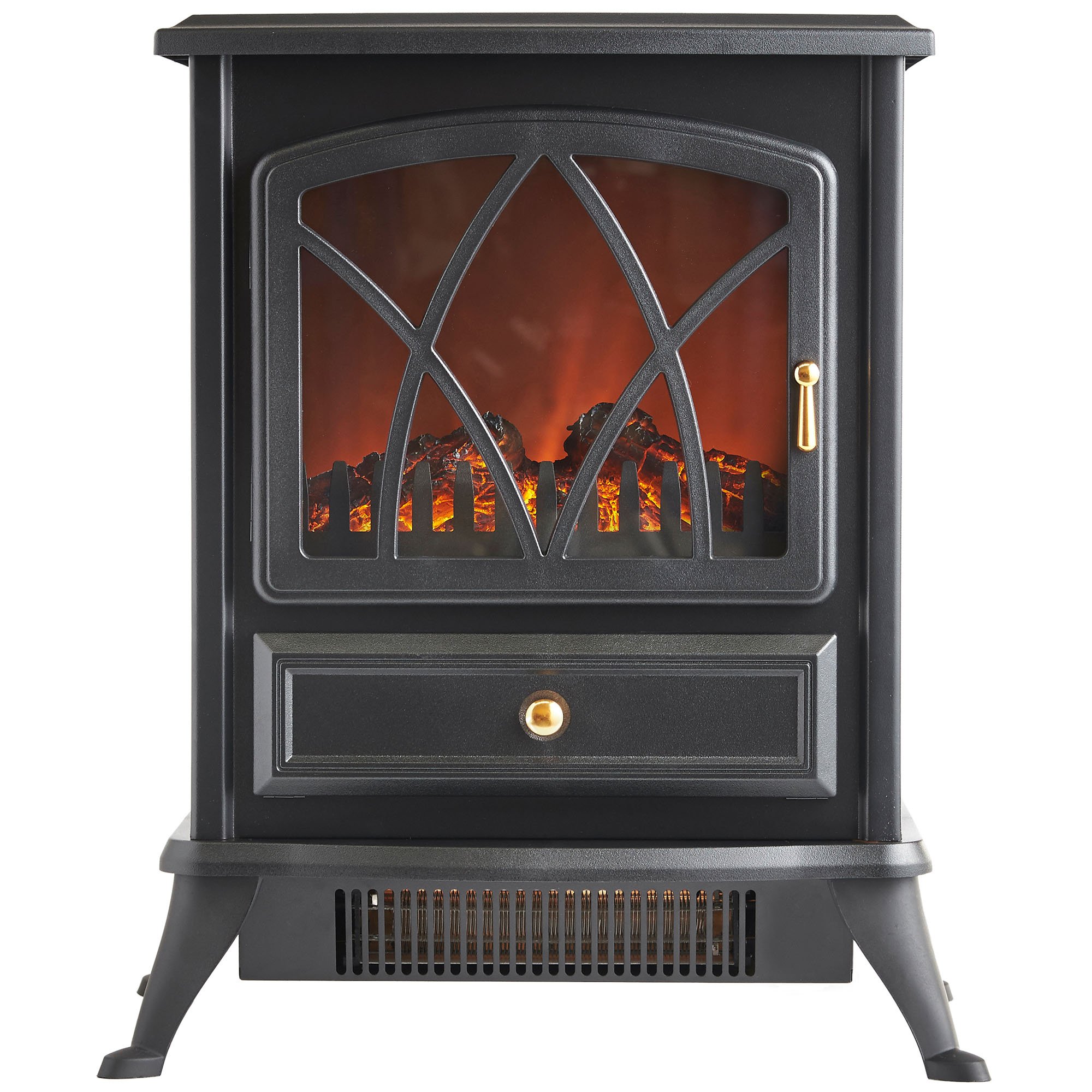 VonHaus Free Standing Electric Stove Heater Portable Home Fireplace