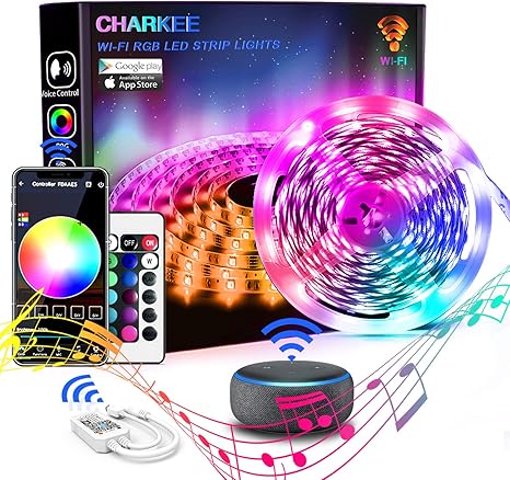 tira de luces led charkee smart led 131 2 ft 5050 tira cambiante de color con mando a distancia tiras de luz led wifi con alexa y google asistente